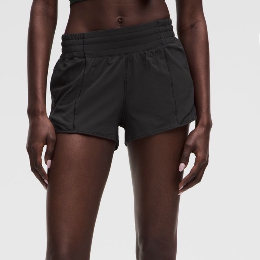 SOLD‼️ Lululemon black hotty hot high-rise lines short 2.5” inseam